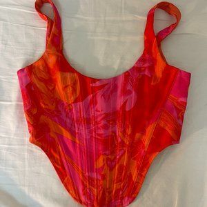 White Fox Boutique Sweet Nothings Pink/Orange Corset Top Size S